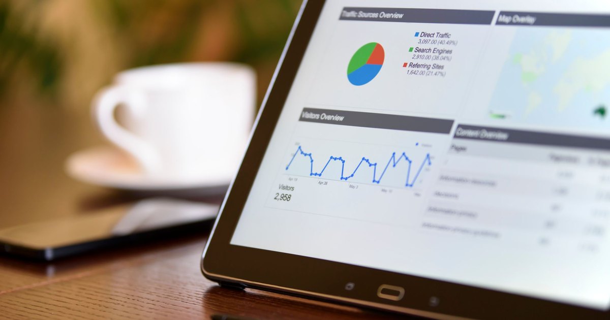 Ofis masasında grafik gösteren tablet, telefon ve kahve